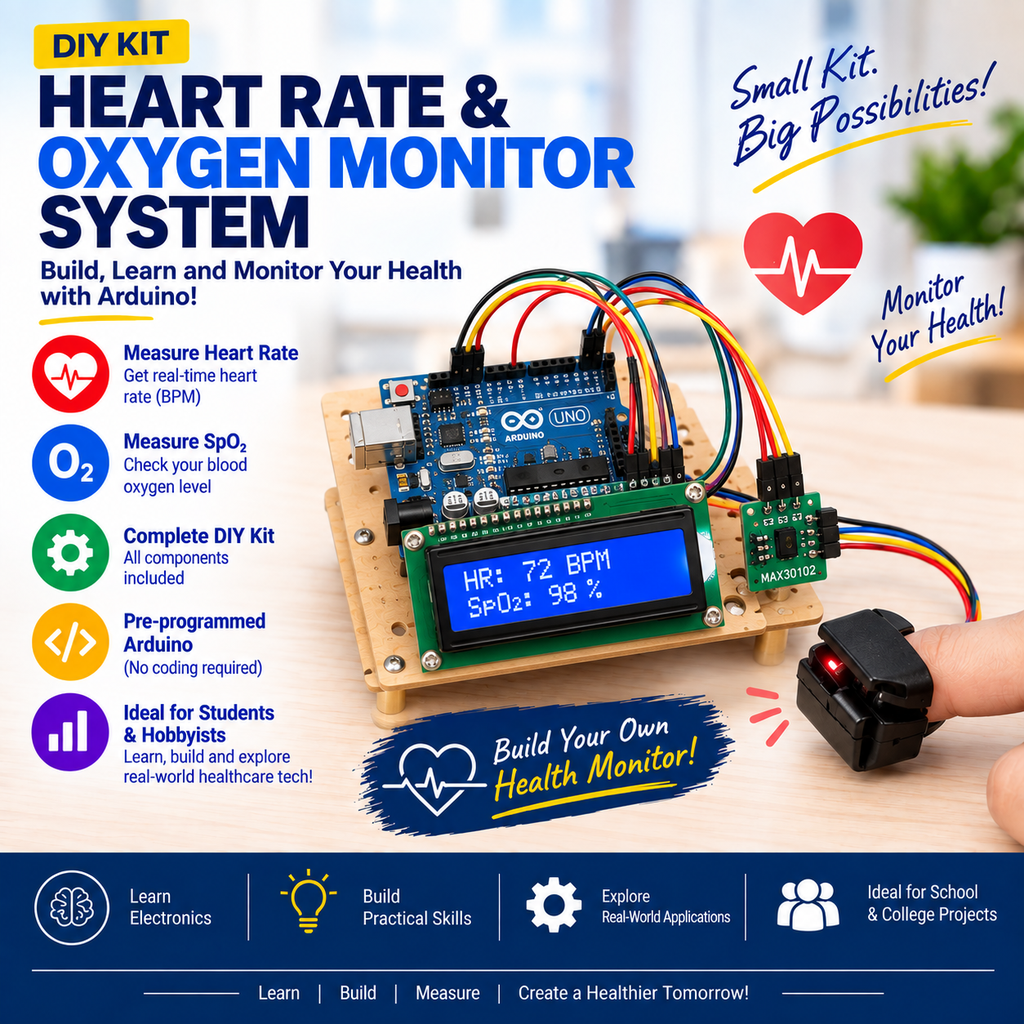 MAX30102 Heart Rate & SpO2 Arduino Project Kit | Robogears Private Limited